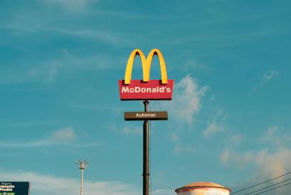 blue sky over a mcdonald s sign
